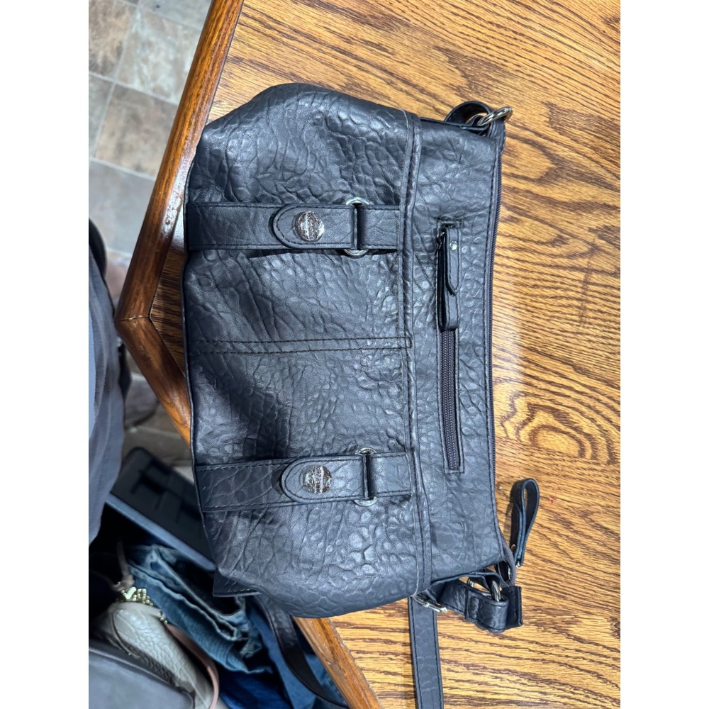 Rosetti Black Faux Leather Crossbody Bag Pebble Textured Silver Hardware Purse